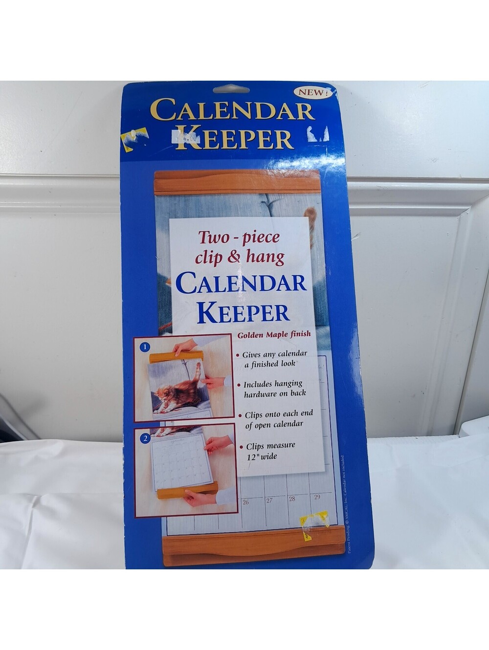 NEW CALENDAR KEEPER Walnut Creek Stationary wall clip hang golden maple vintage